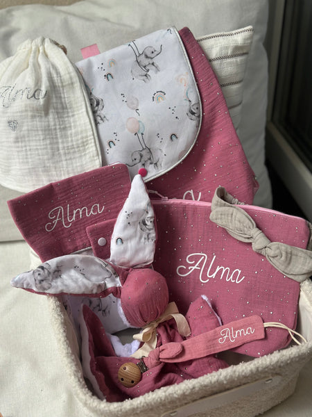 Protège carnet de santé DOUBLE GAZE ROSE ÉLÉPHANT